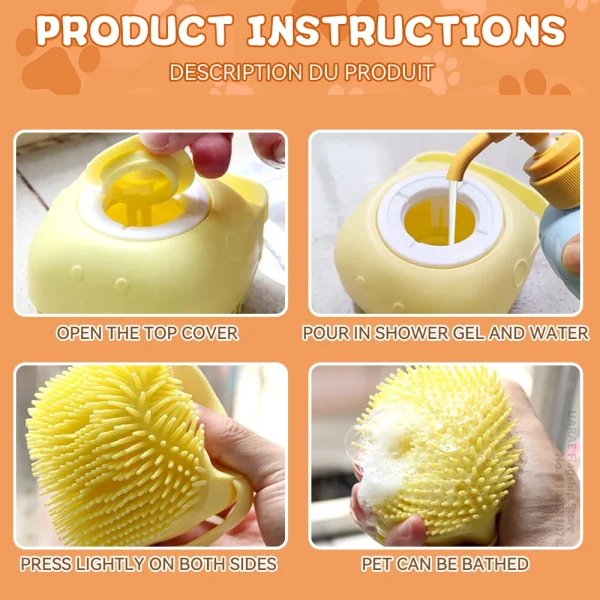 Shampoo Dispenser Soft Silicone Brush for Dogs