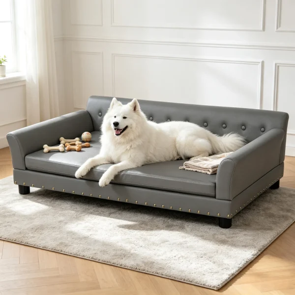 Elevated Dog Sofa with Removable Cushion